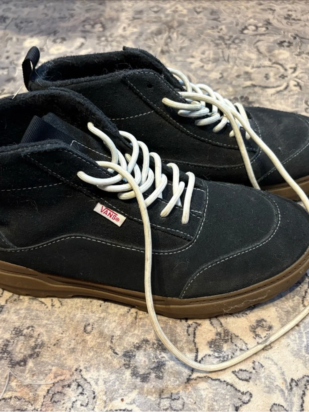 Vans Black Suede High-Top Boots with Brown Sole